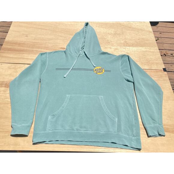 SANTA CRUZ Skateboards Hoodie Sweater Pullover Double Side Men Mint Green SIZE L - Picture 1 of 6